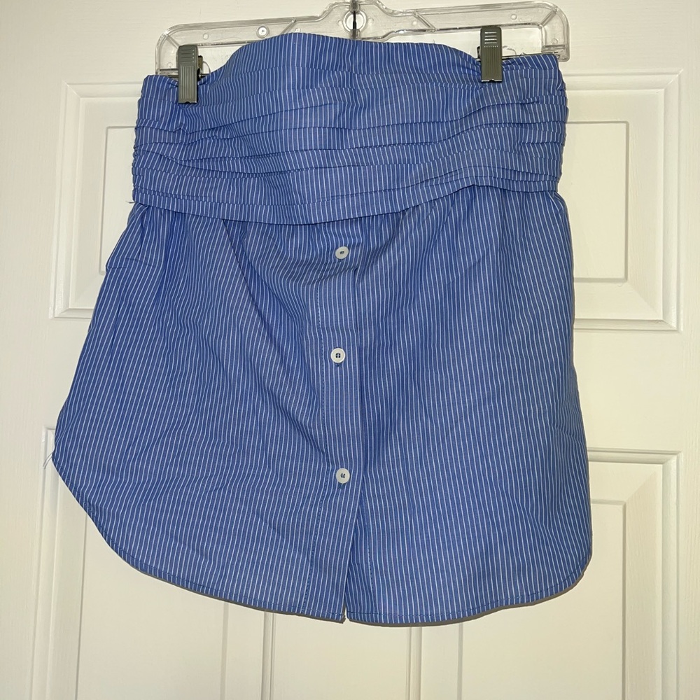 Zara Blue Striped Button-Up Skirt